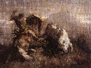 Nicolae Grigorescu Dragos Fighting the Bison oil painting